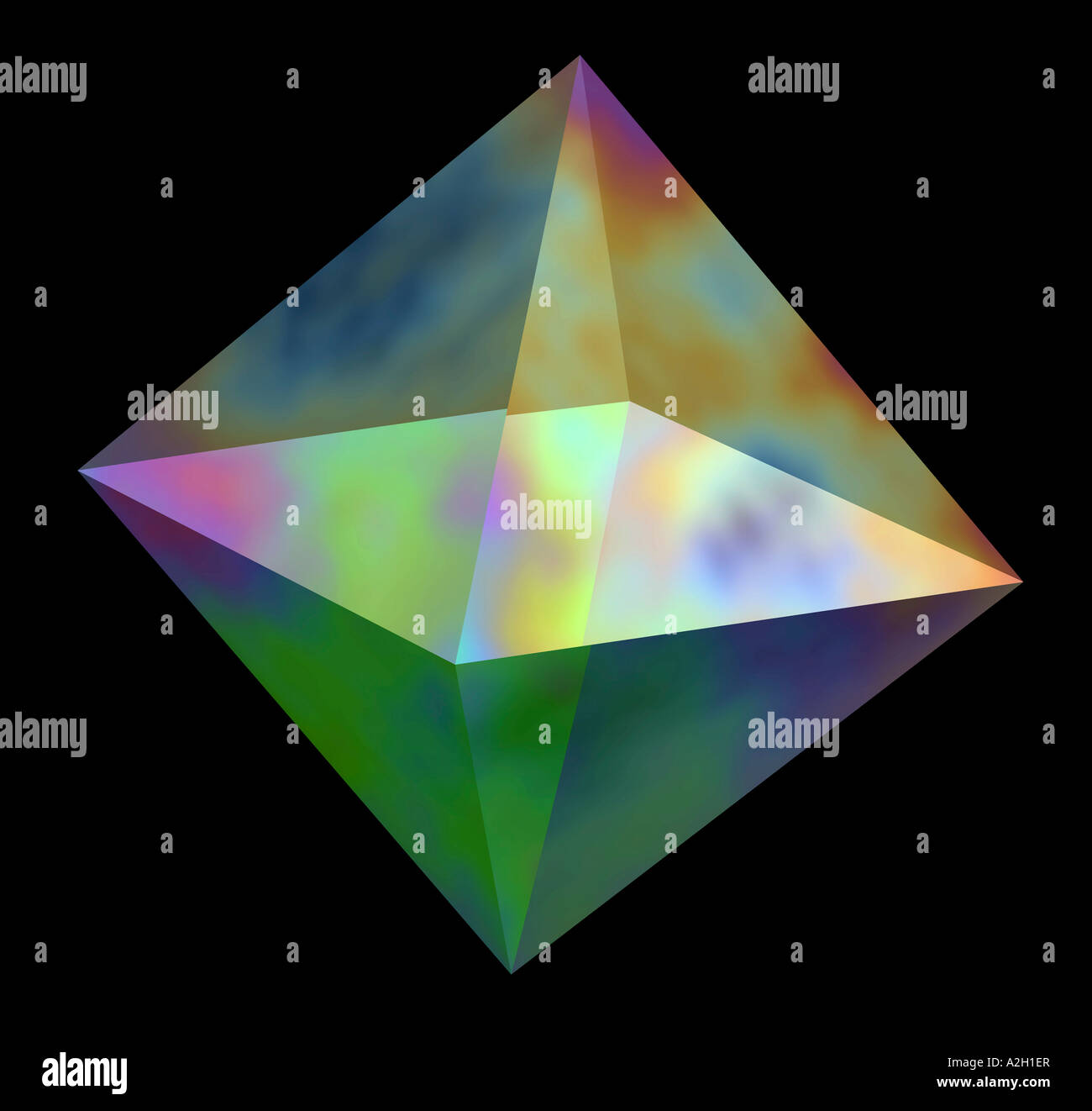 computer generated iridescent glass octahedron Stock Photo Alamy