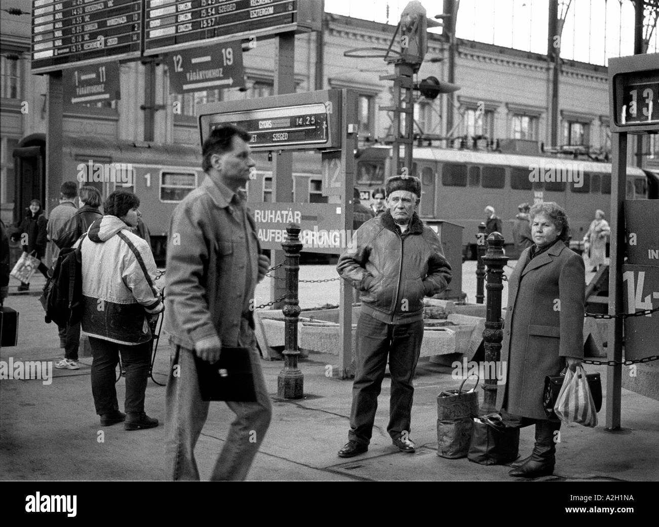 People waiting train on Black and White Stock Photos & Images - Alamy