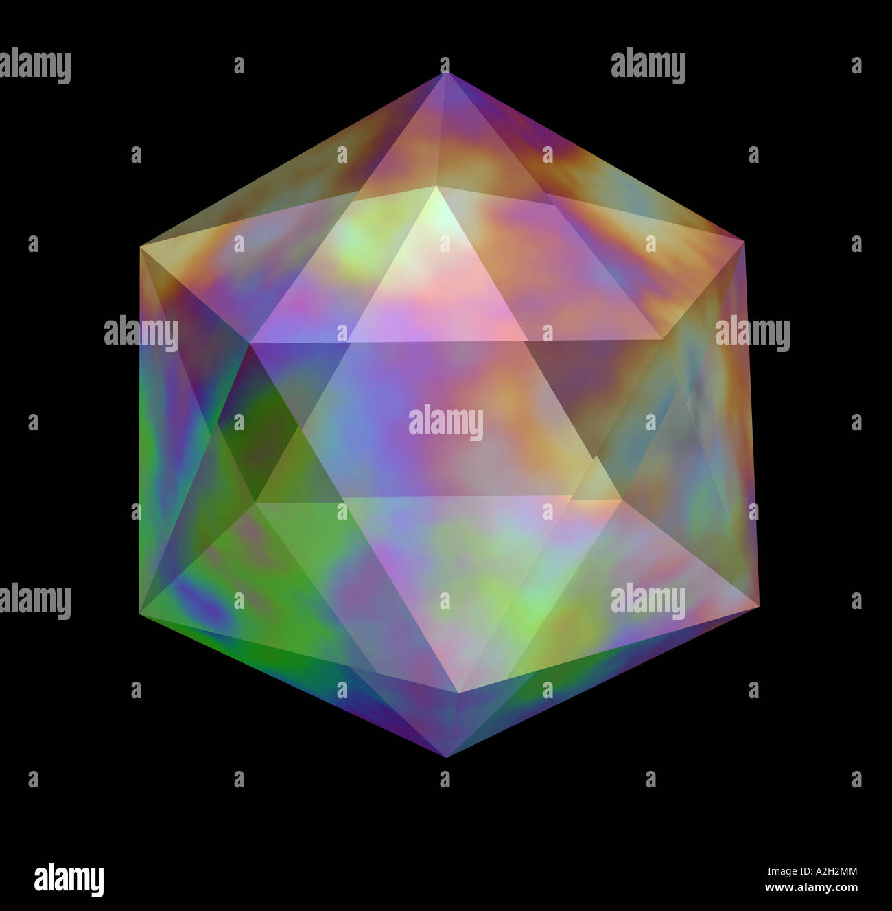 Three dimensional computer generated model of an iridescent glass
