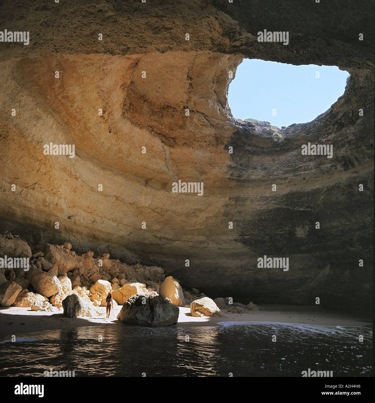 Portugal, the Algarve, a grotto near Benagil, Carvoeiro Stock Photo