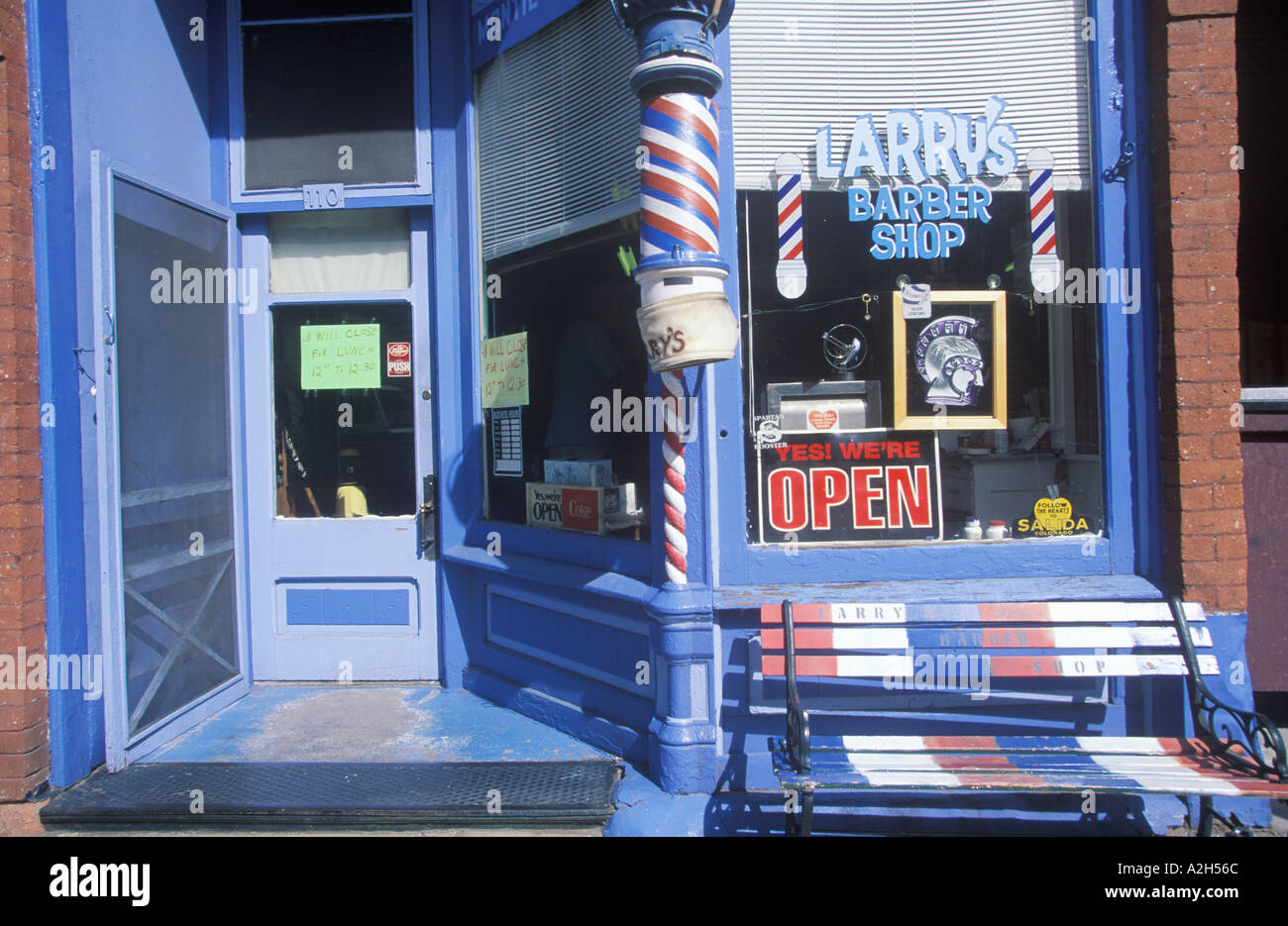 A smalltown barbershop Salida California 2002 Stock Photo