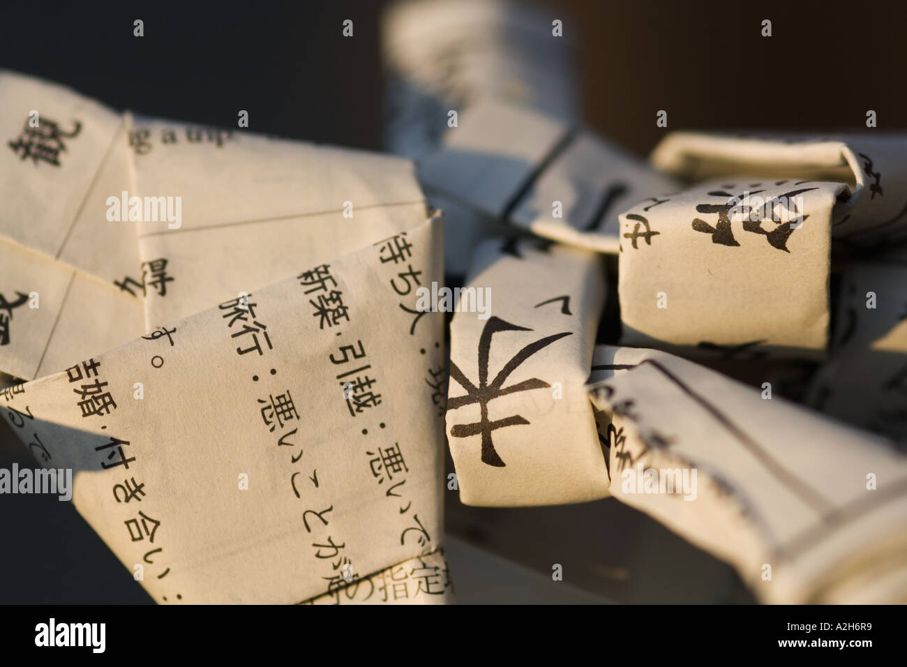 Japan, Tokyo, Asakusa Kannon Temple, Paper prayers Stock Photo
