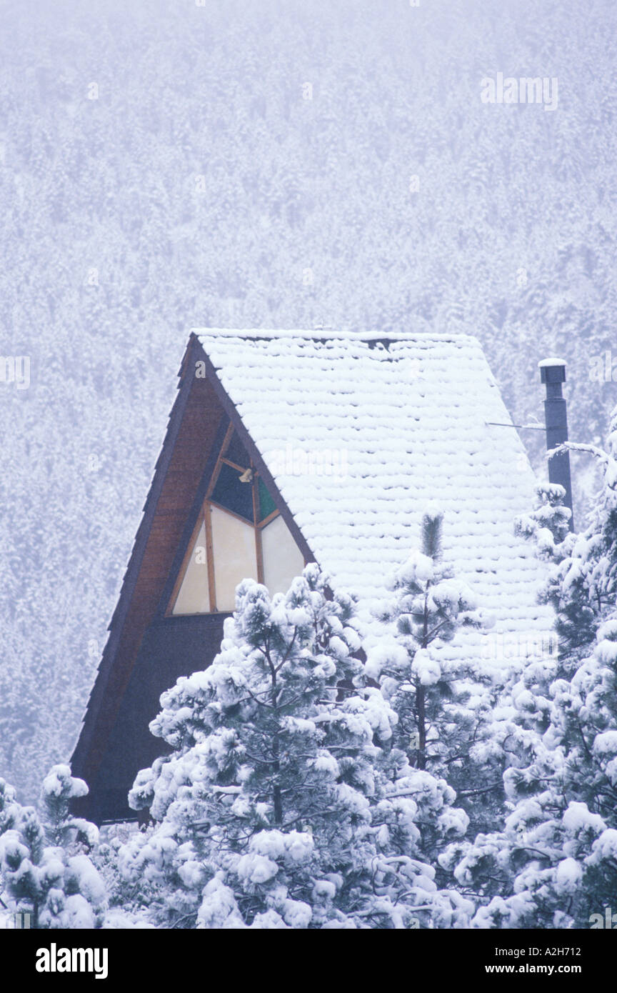 A Frame Cabin In Snowy Forest Boulder Colorado 2002 Stock Photo