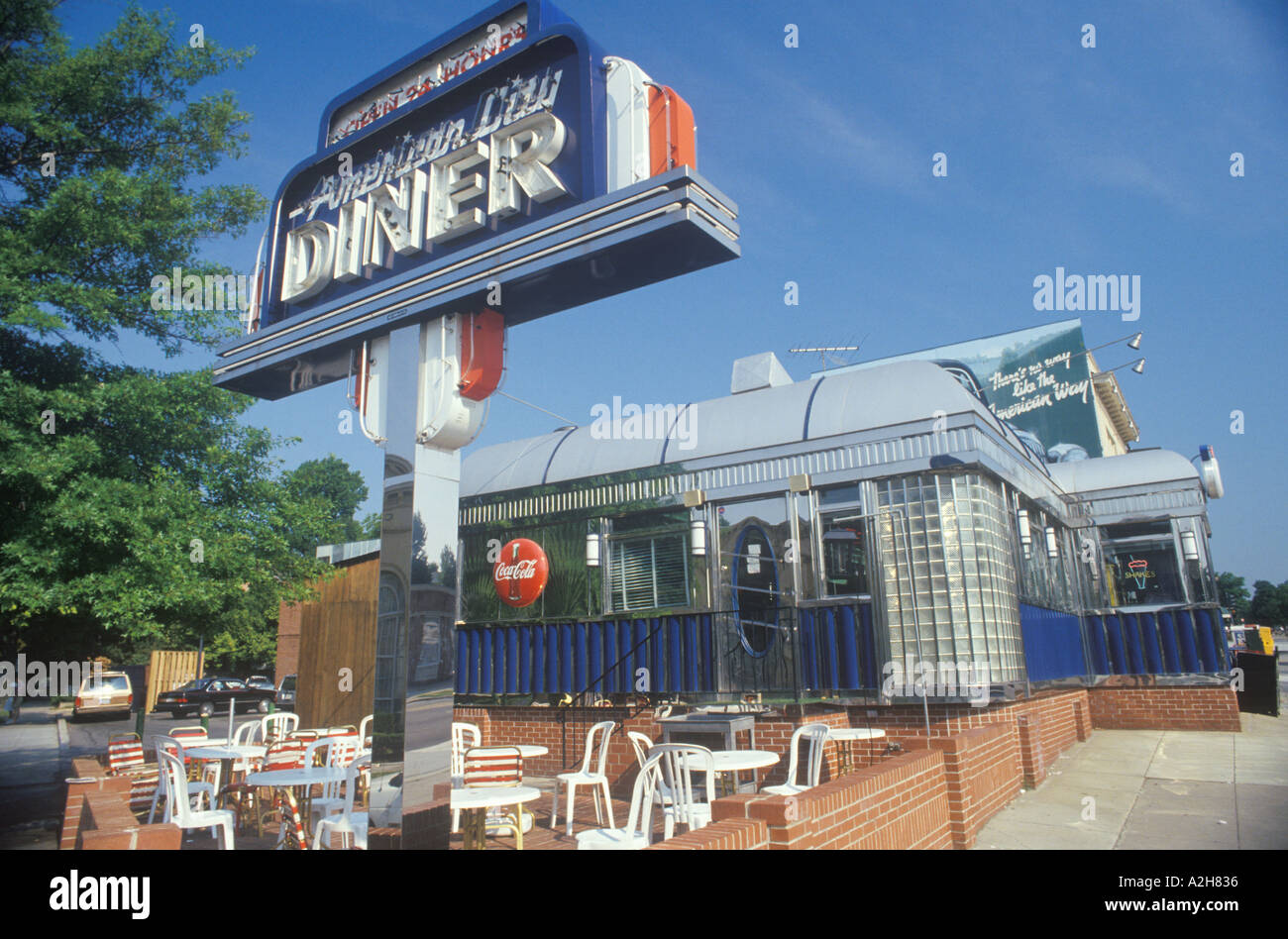 Retro style outside diner and burger stand 2002 Stock Photo
