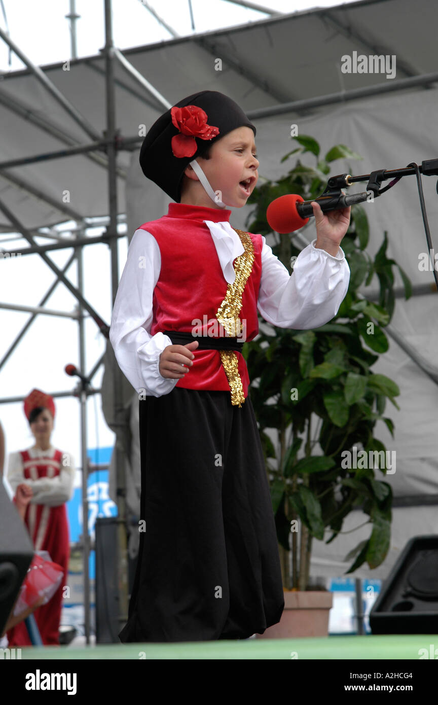Young  folk singer in  Russian Cossack costume,Russian Mosaic Festival,Penn Landing, Philadelphia,Pennsylvania Stock Photo