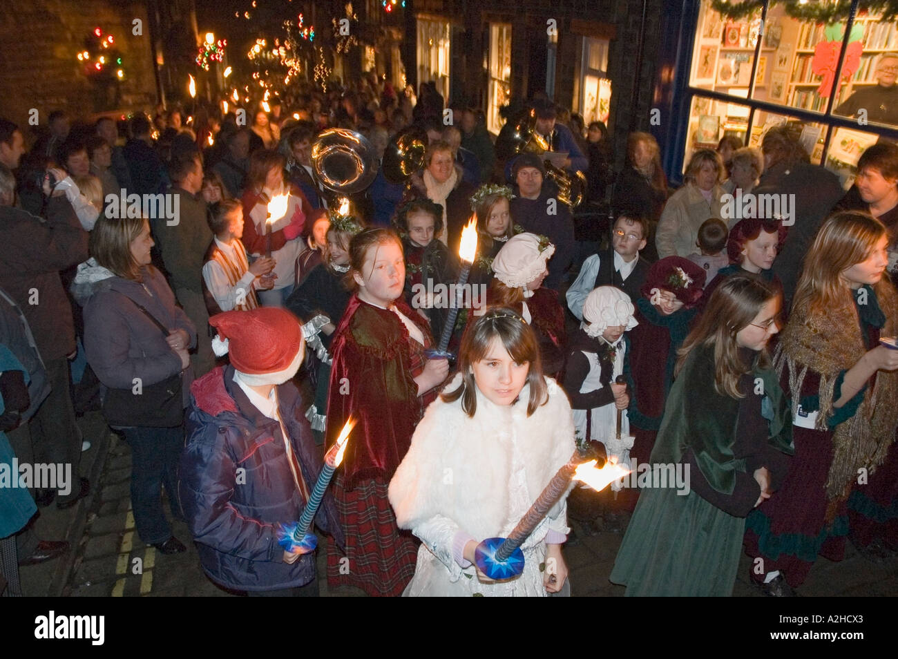 Christmas procession Haworth 2005 Stock Photo