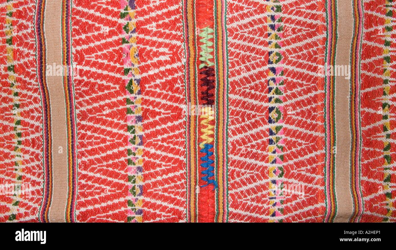 Andean fabric from Peru as sold in the markets of La Paz Bolivia and Cuzco Pisac Peru Stock Photo