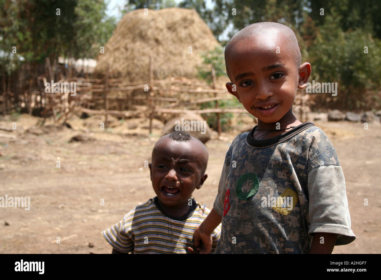 Small children, Weyto Village, Bahar Dar, Ethiopia Stock Photo