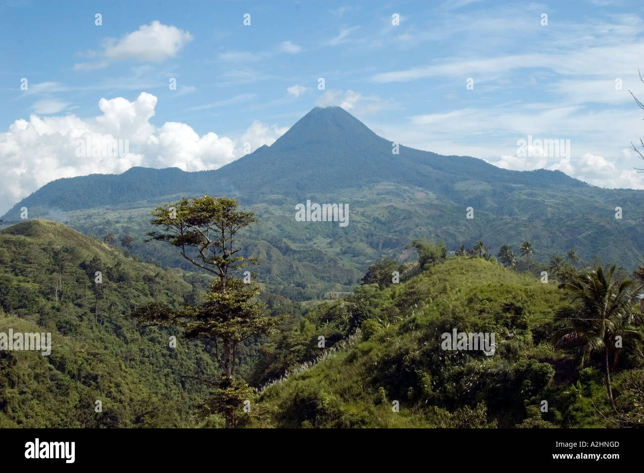 Mount Matutum is a dormant volcano, north of General Santos in South Cotabato Province, Mindanao, Philippines. Stock Photo
