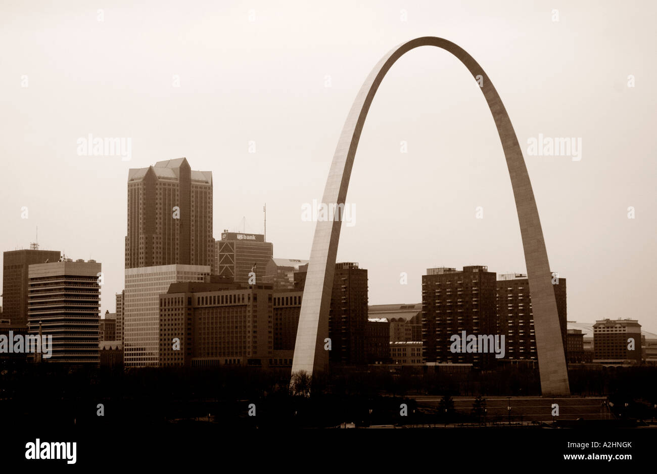 Skyline of St.Louis Missouri USA With The Arch Stock Photo
