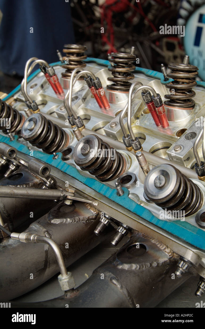 drag racing v8 engine disassembled in the pits valve spring rockers