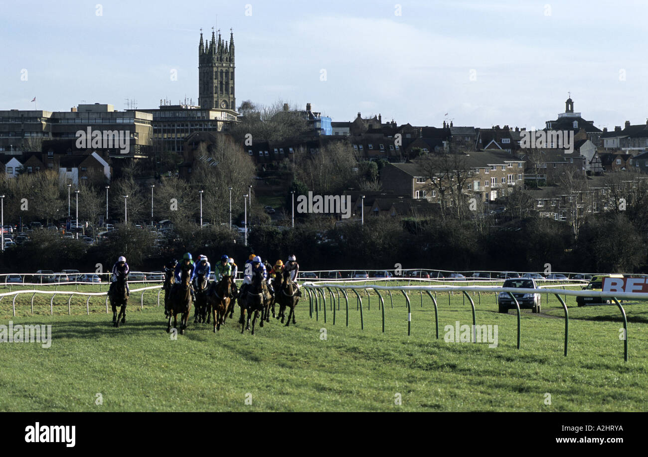 Horse racing at Warwick Races, Warwickshire, England, UK Stock Photo