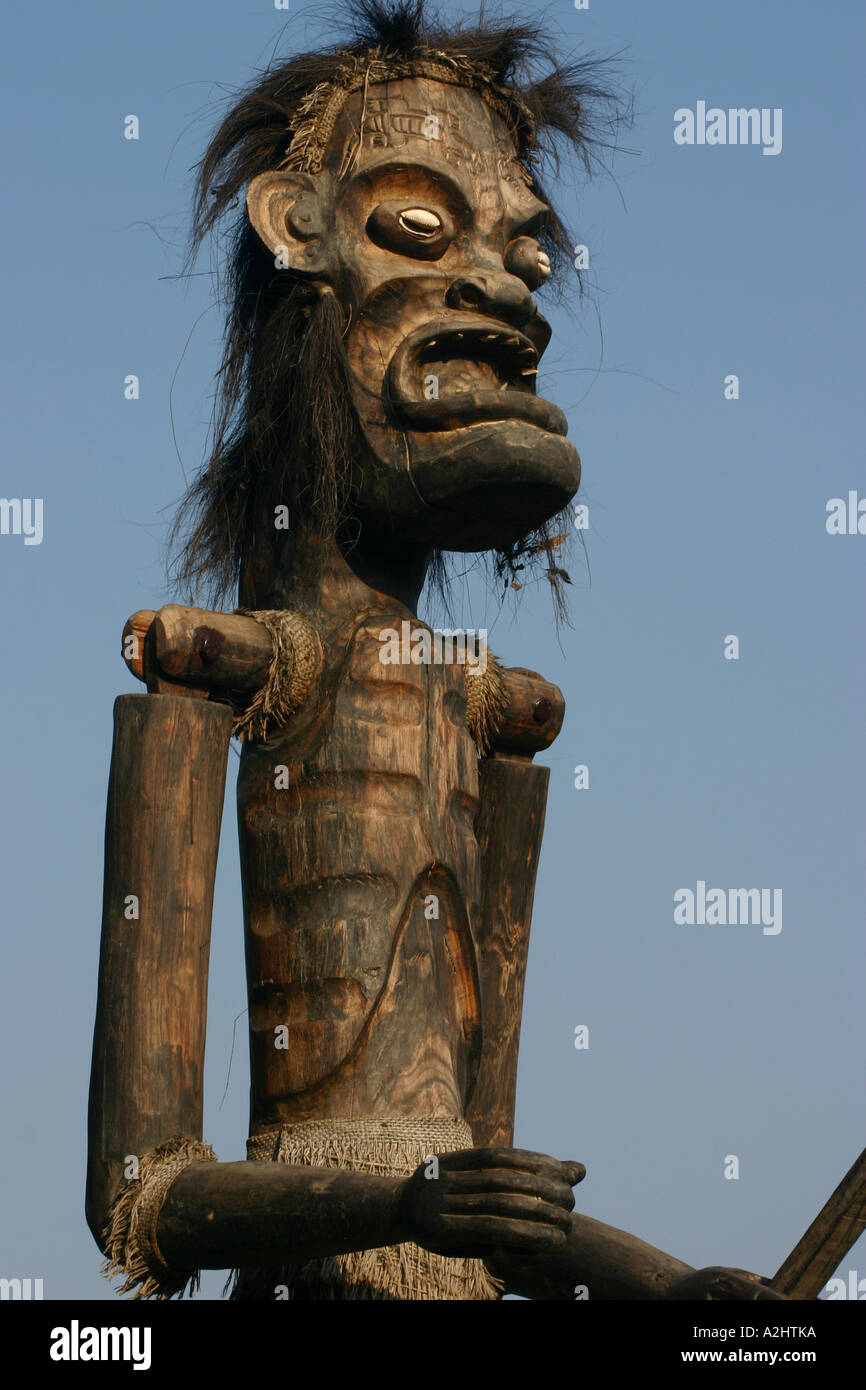 Wooden tribal statue Stock Photo