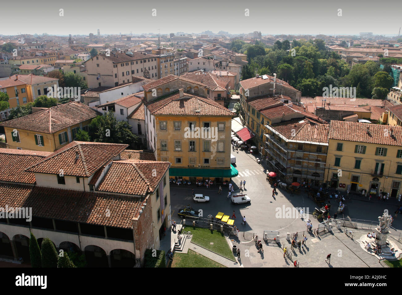 View of the city of Pisa, Western Tuscany, from the Leaning Tower of Pisa, Western Tuscany, Italy Stock Photo