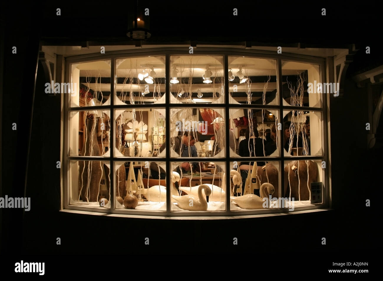 Shop window during the Dunster Candlelight festival Stock Photo