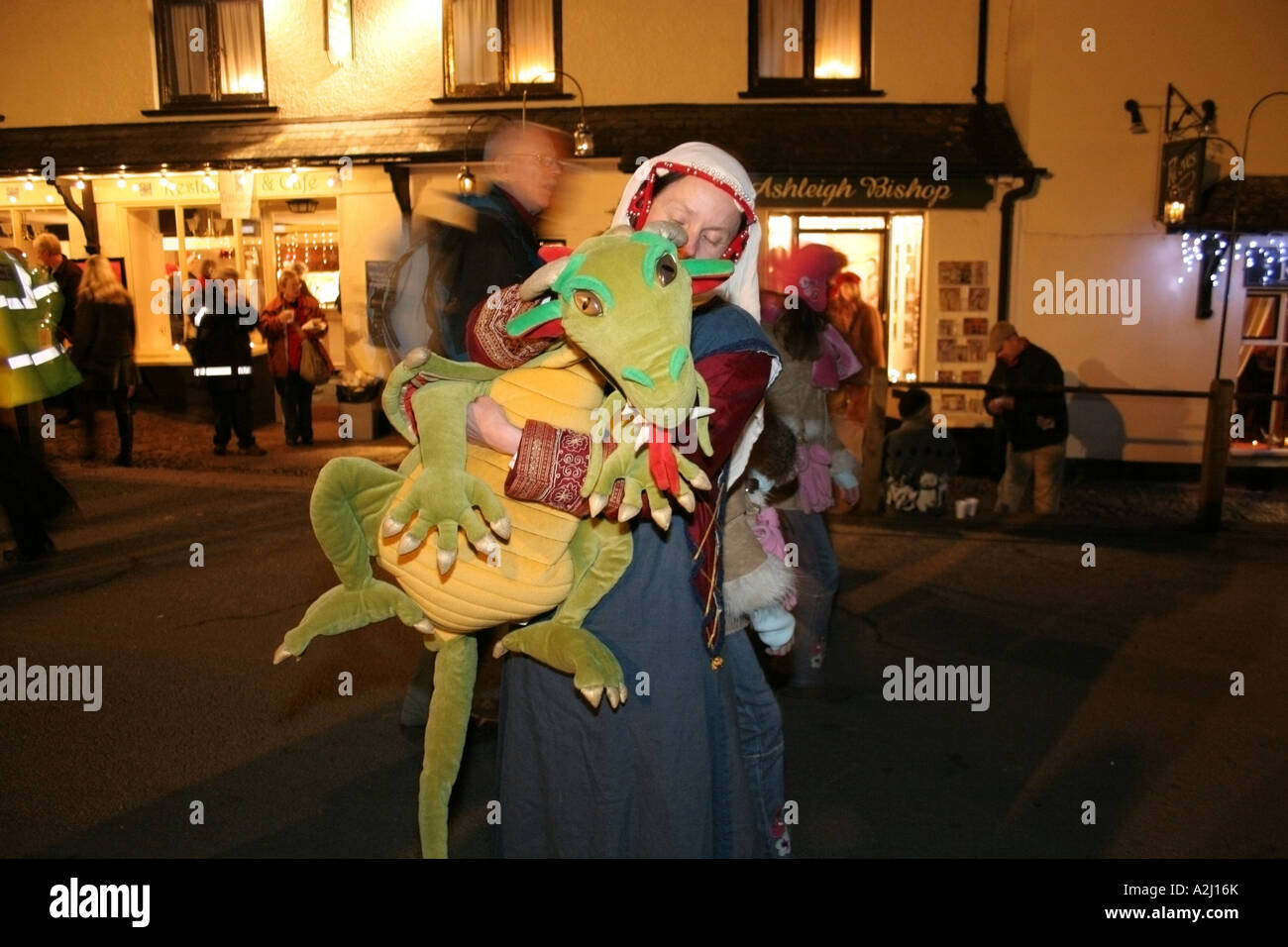 Entertainer taking part in the annual Candlelight festival Dunster Summerset Stock Photo