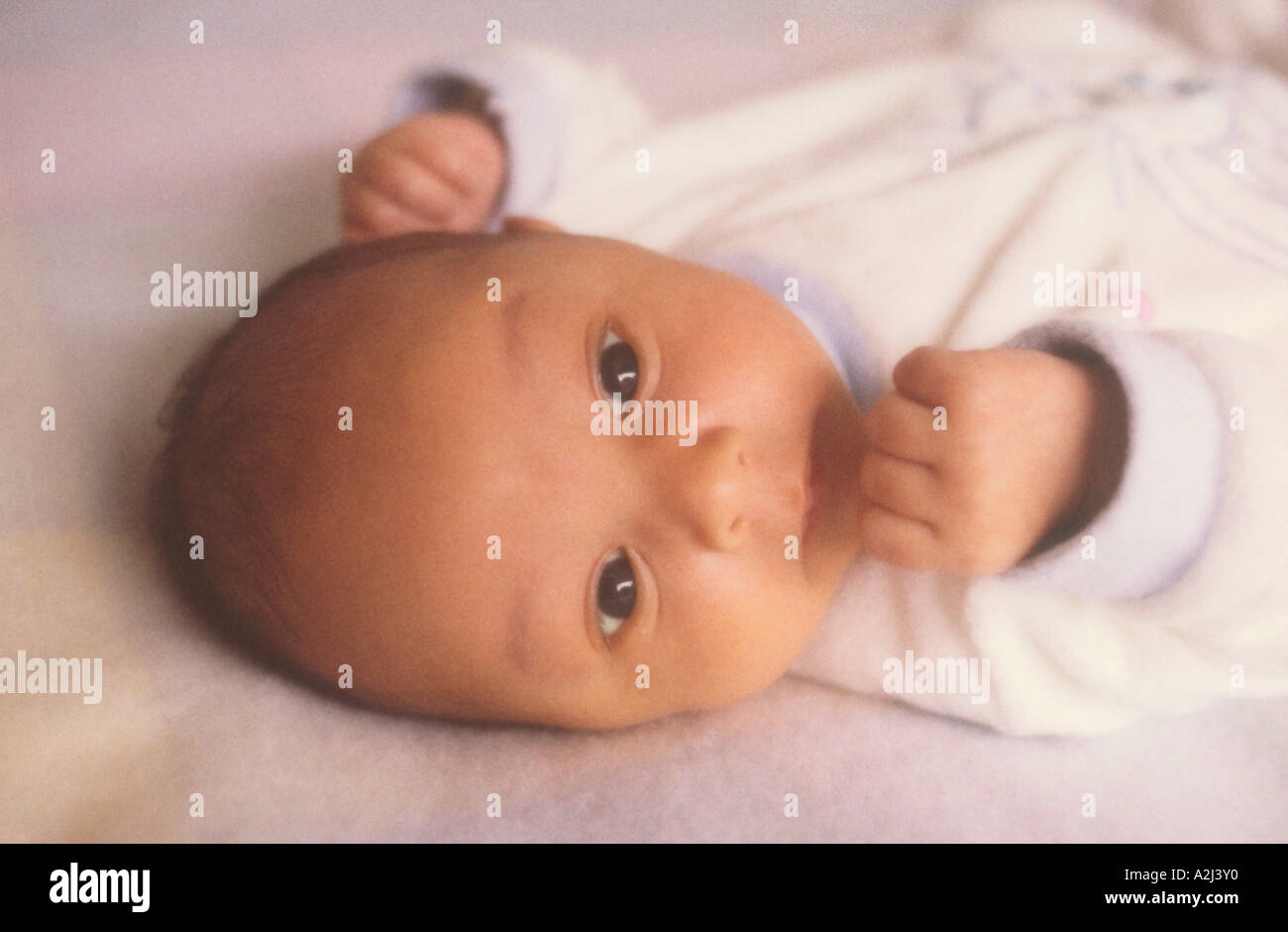 3 Month Old Baby Awake in Cot Stock Photo Alamy