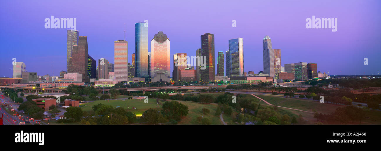 Houston Skyline Memorial Park Dusk Texas Stock Photo Alamy
