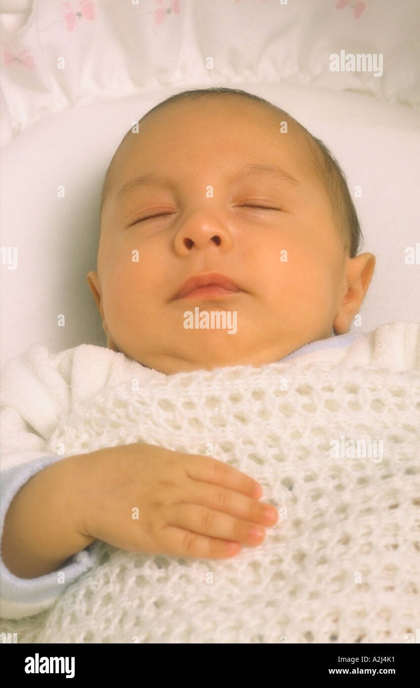 Three Month Old Baby Boy Sleeping in Cot Stock Photo Alamy