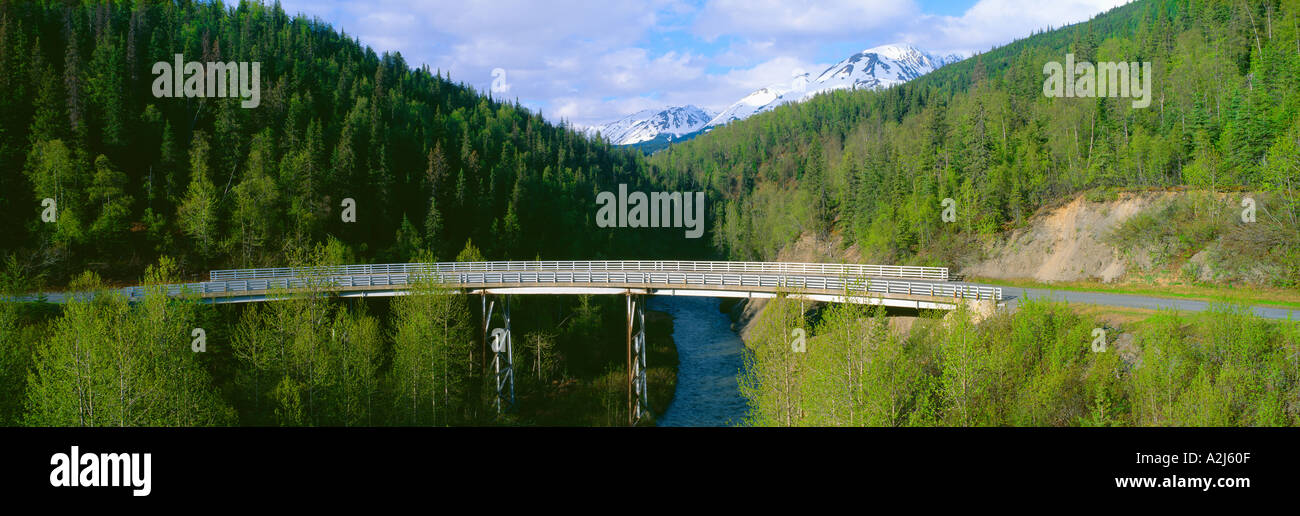 Bridge along Seward Highway at Kenai Peninsula Alaska Stock Photo