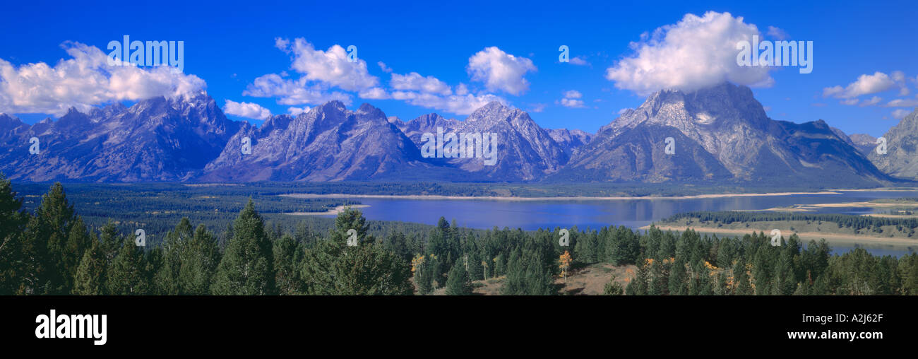 Jackson Lake and Grand Tetons Grand Teton National Park Wyoming Stock Photo