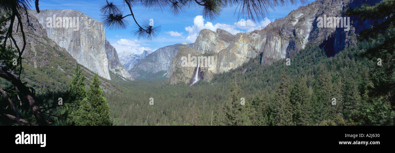 El Capitan Bridalveil Falls and Half Dome in Yosemite California Stock Photo