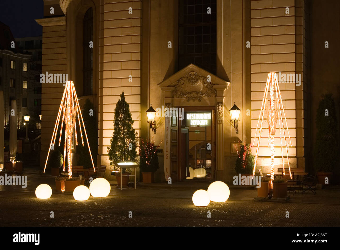 Christmas decorations Restaurant Refugium Gendarmenmarkt Berlin Germany Stock Photo