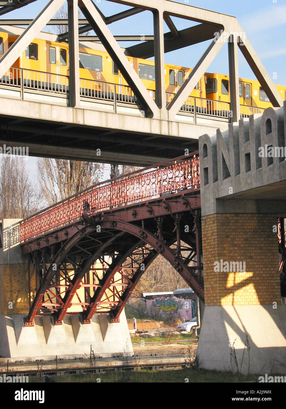 Two Bridges Crossing Each Other Near Technical Museum Berlin Germany Two Bridges Crossing Each Other Near Technical Museum Berlin Germany
