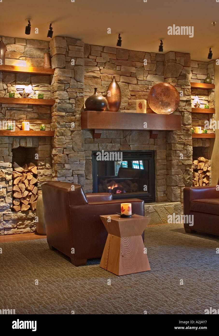 Lobby of the spa at Hyatt Regency Lake Tahoe Resort Spa Casino Incline Village Nevada Stock Photo