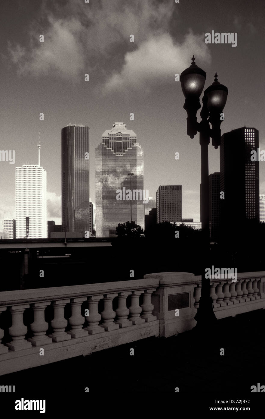 Skyline of Houston Texas as seen from a bridge Stock Photo - Alamy