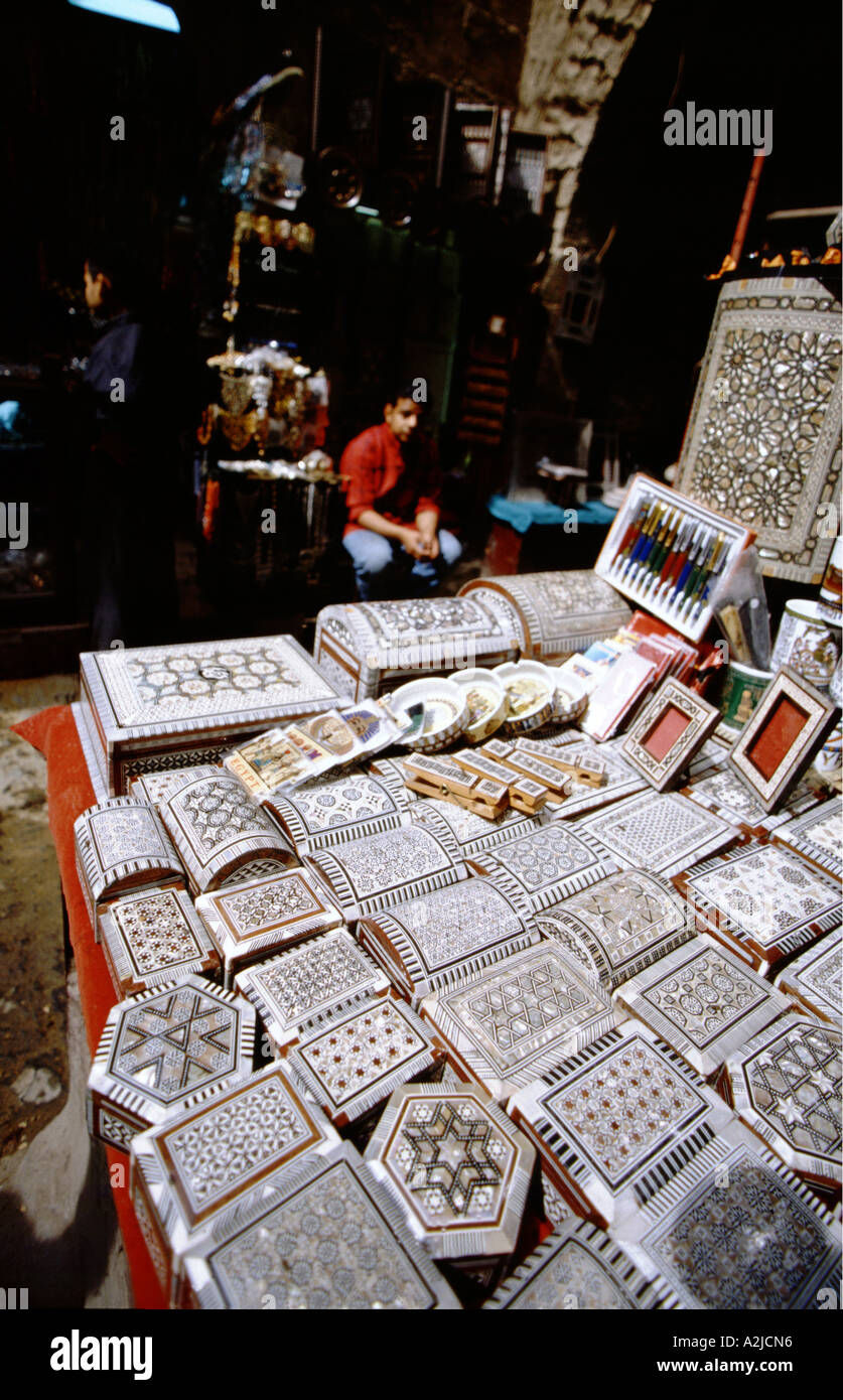 Africa, Egypt, Cairo, Khan al-Khalili bazaar, Handmade shell inlaid ...