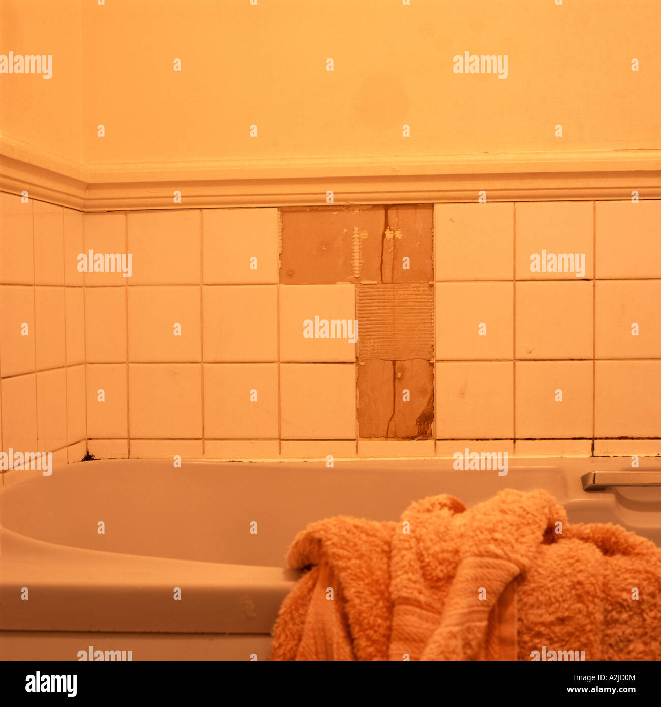Missing bathroom tiles Stock Photo Alamy