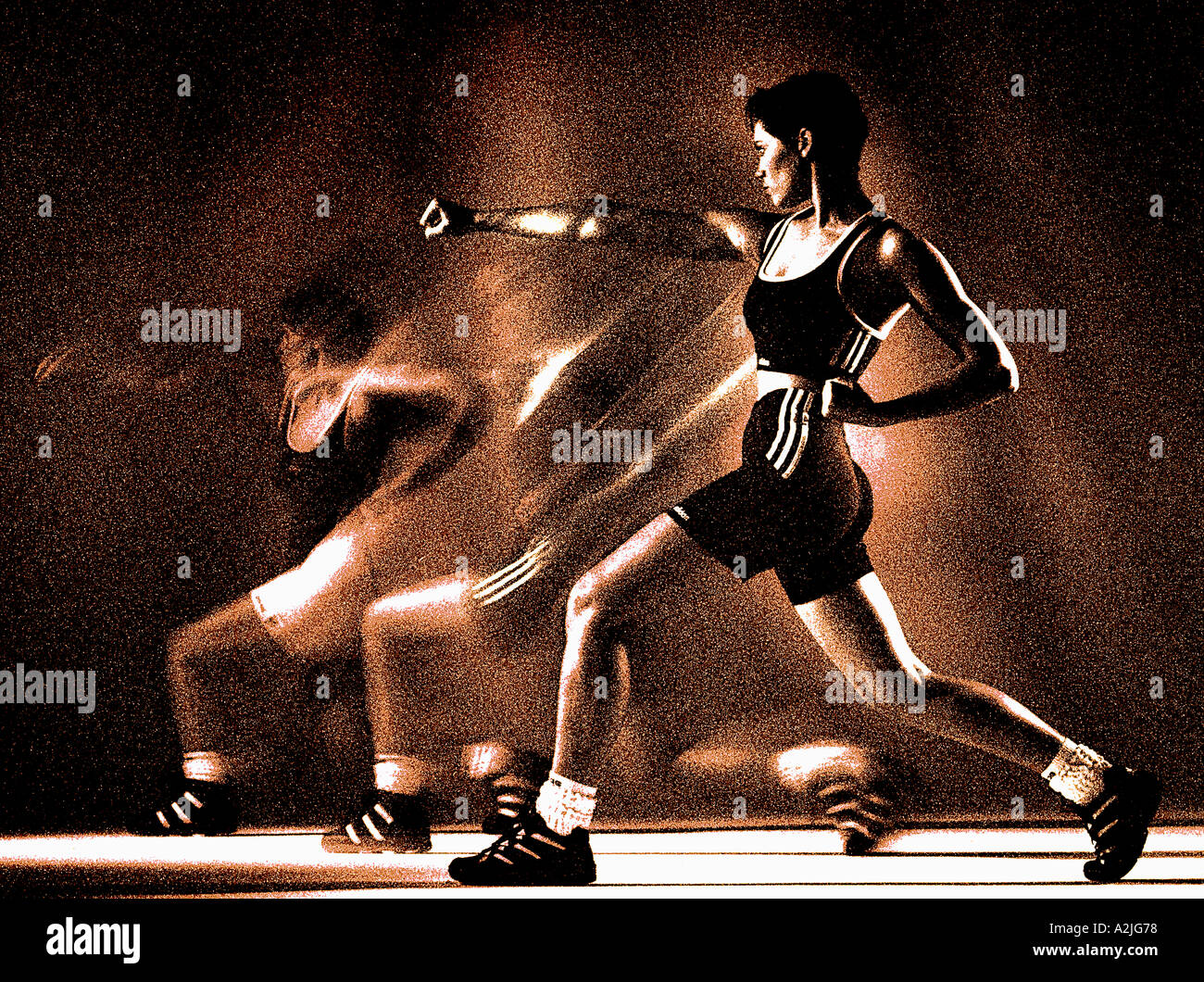 Womans gym class with motion blur. Stock Photo