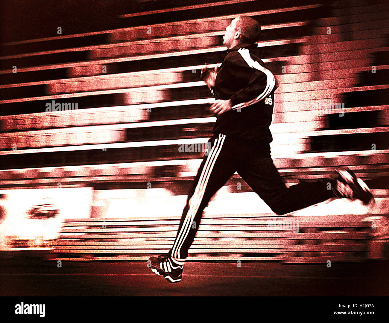 Athlete training, the Image shows motion blur in the background. Stock Photo