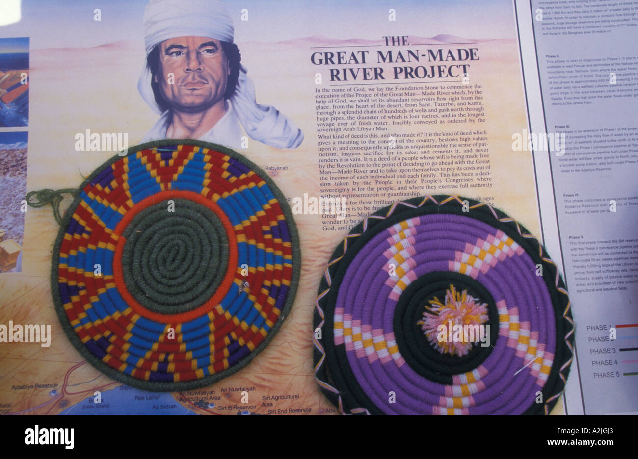 Africa, Libya, poster praising ambitious water pipeline project Stock