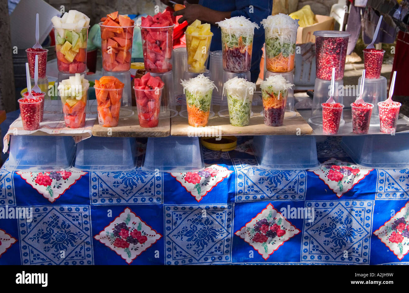 Fruit cups in market in Ajijic, Mexico Stock Photo Alamy