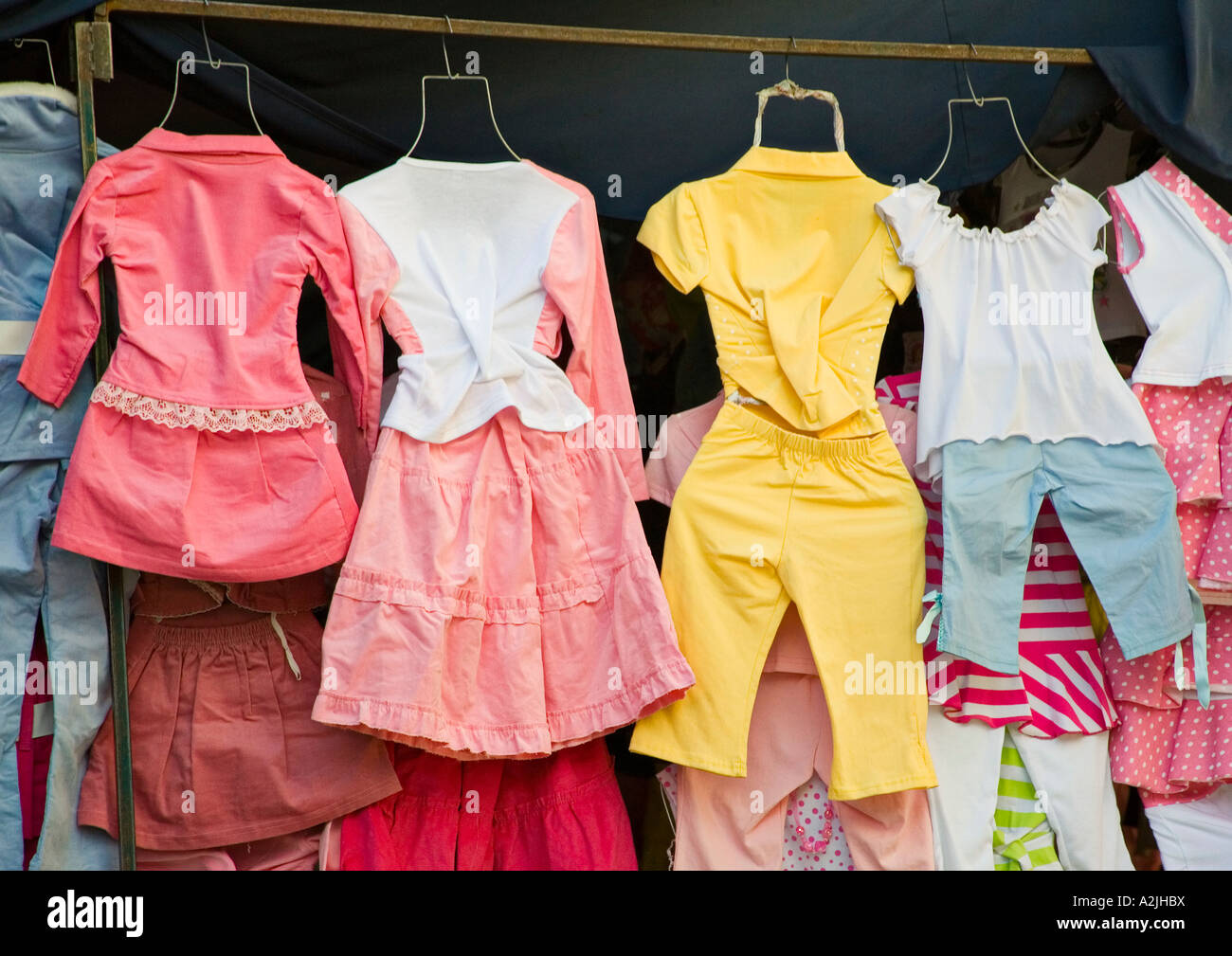 child s clothing in market Stock Photo