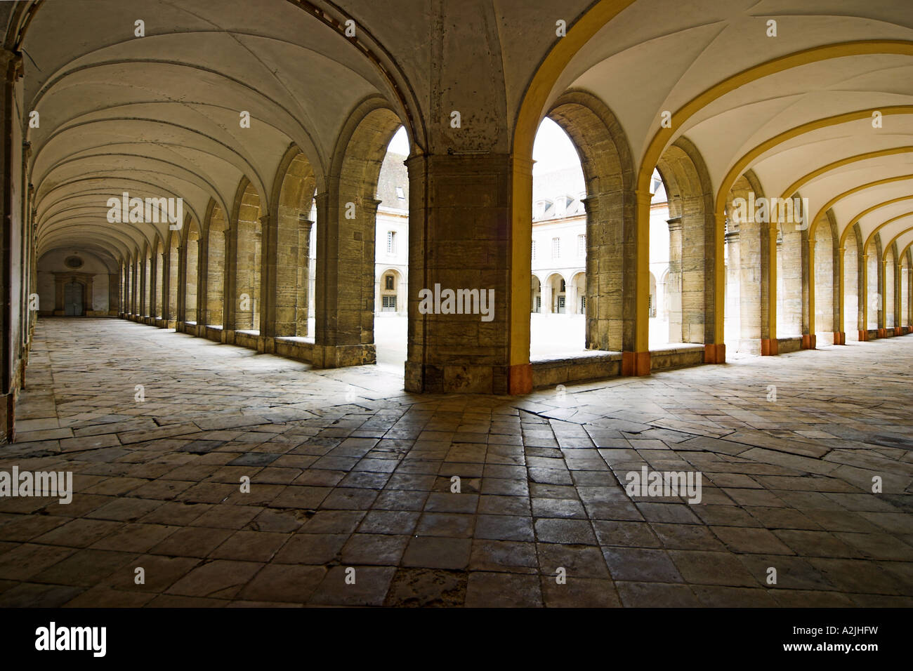 The Cloisters at the Benedictine Cluny Abbey in Burgundy, France, in the Saône-et-Loire department of the region of Burgundy. Stock Photo