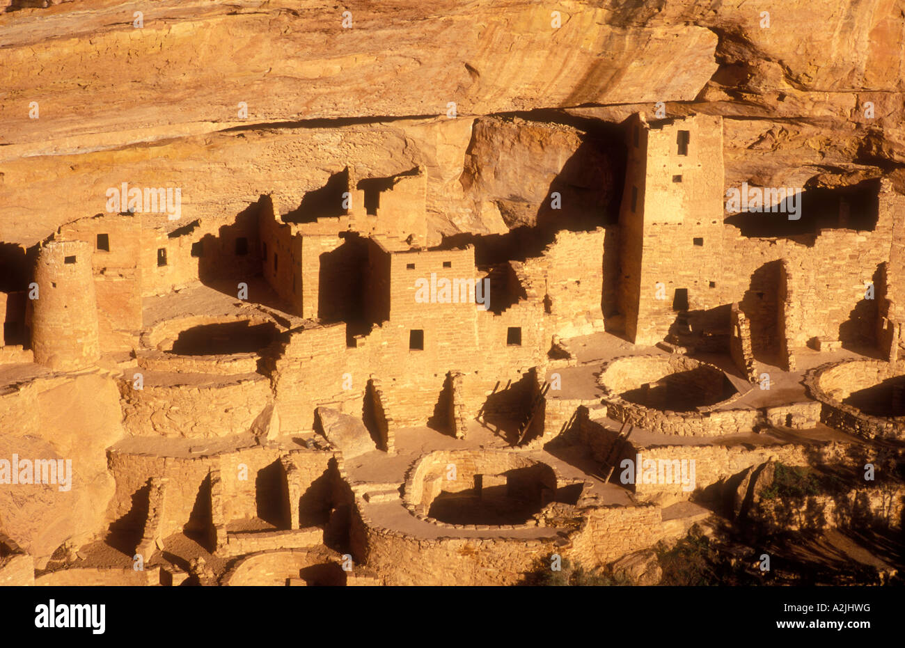 USA Colorado Mesa Verde National Park Cliff Palace cliff dwellings of ...