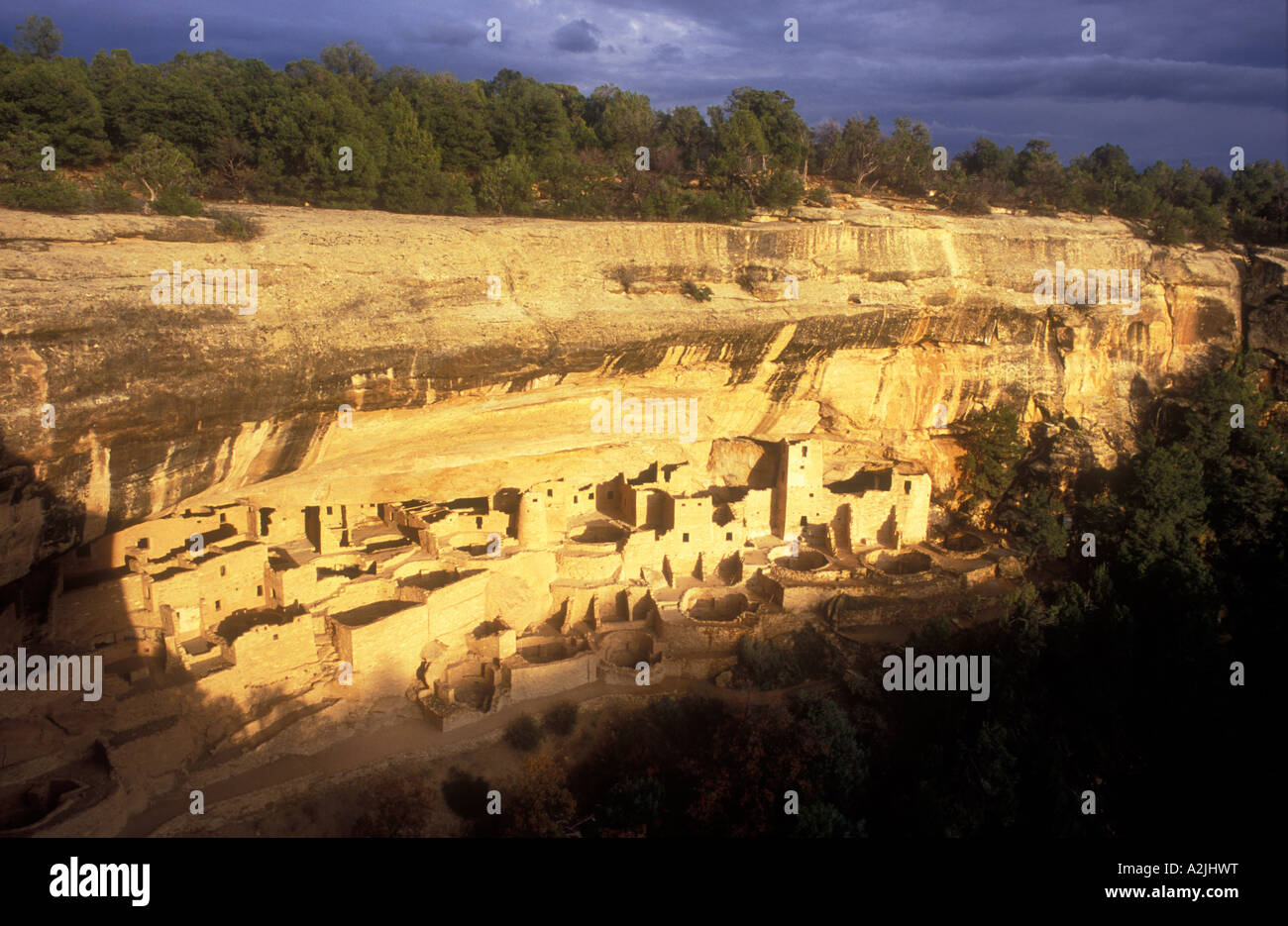 USA Colorado Mesa Verde National Park Cliff Palace cliff dwellings of ...