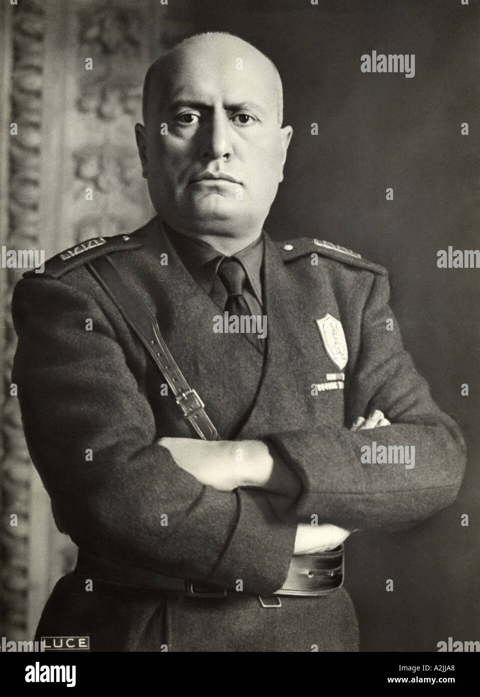 BENITO MUSSOLINI Italian dictator here in his favourite pose taken by his personal photographer Luce Stock Photo