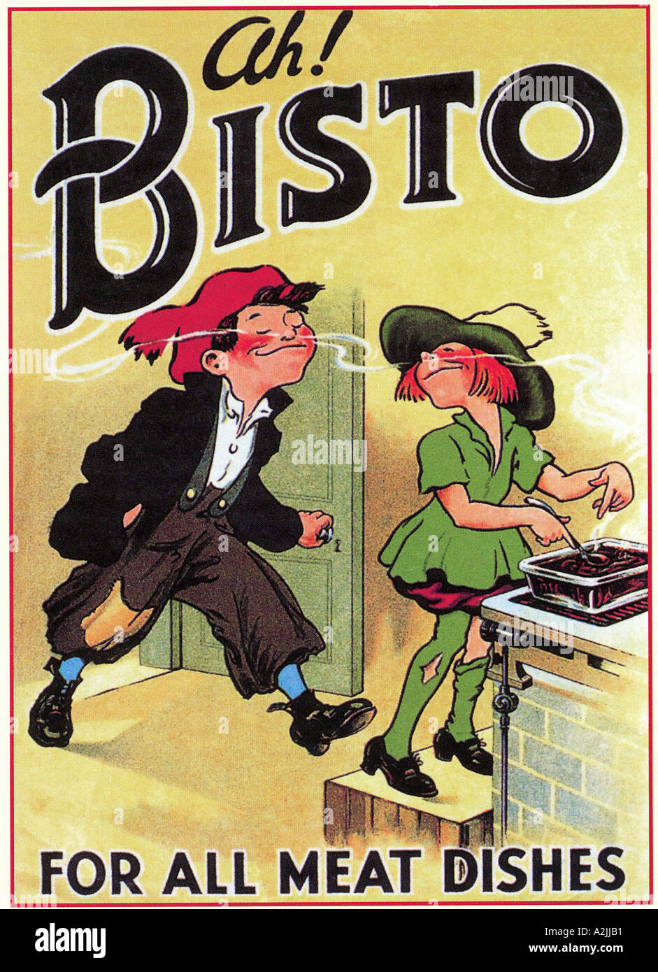 Bisto advert circa 1930 featuring the Bisto Twins one of the most famous of all British food brands Stock Photo