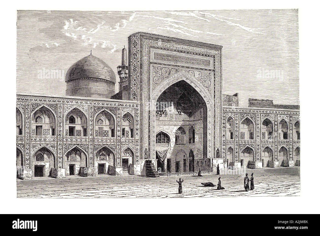 Masjid-i Masjid e imam Shah, Isfahan, Iran Iranian iwan royal madrasa Persia islam Islamic muslim religion ornate tilework tile Stock Photo