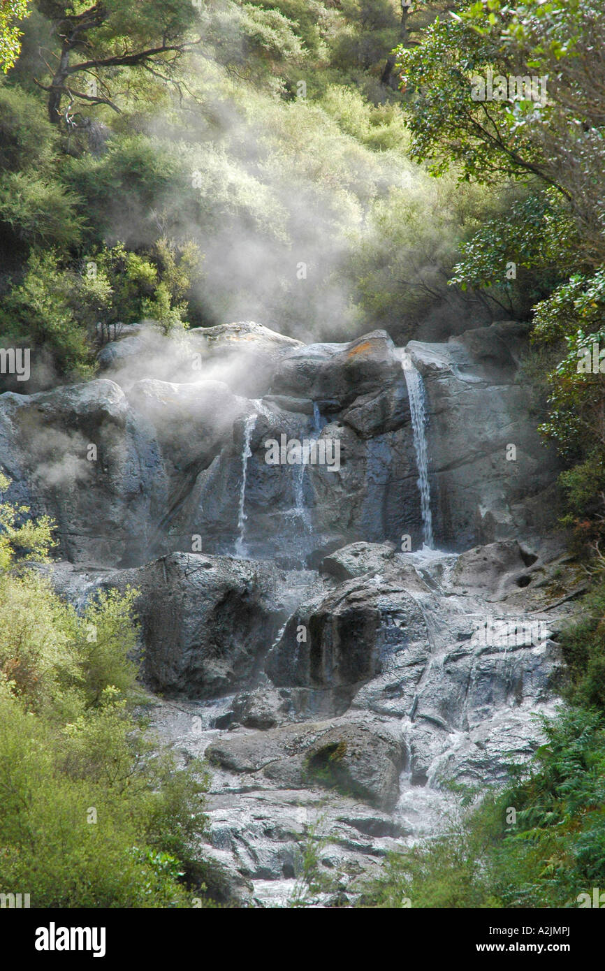 Kakahi Falls at Hells Gate in Rotorua on the North Island in New Zealand Stock Photo