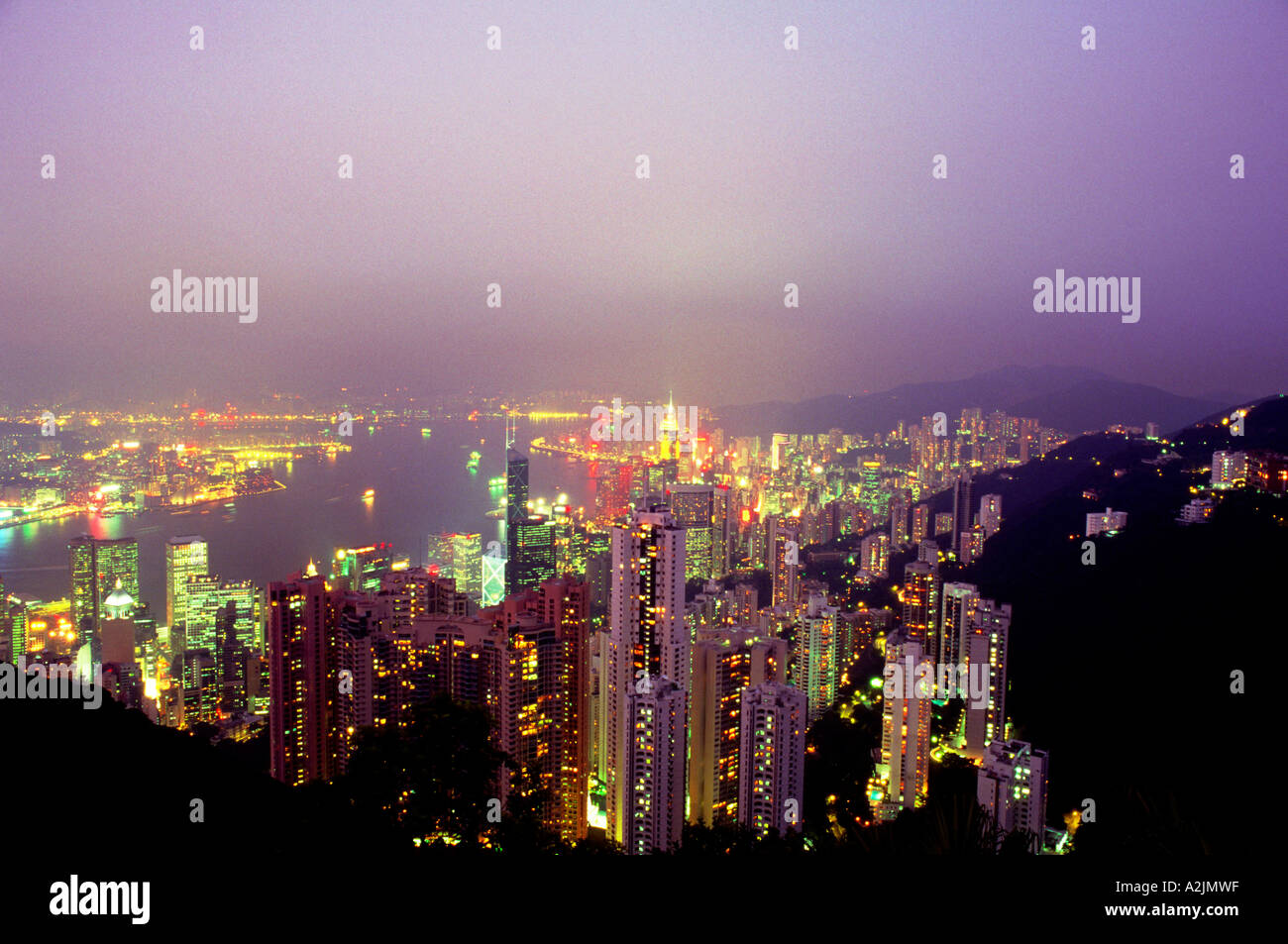 Hong Kong skyline at night from Victoria Peak Stock Photo - Alamy