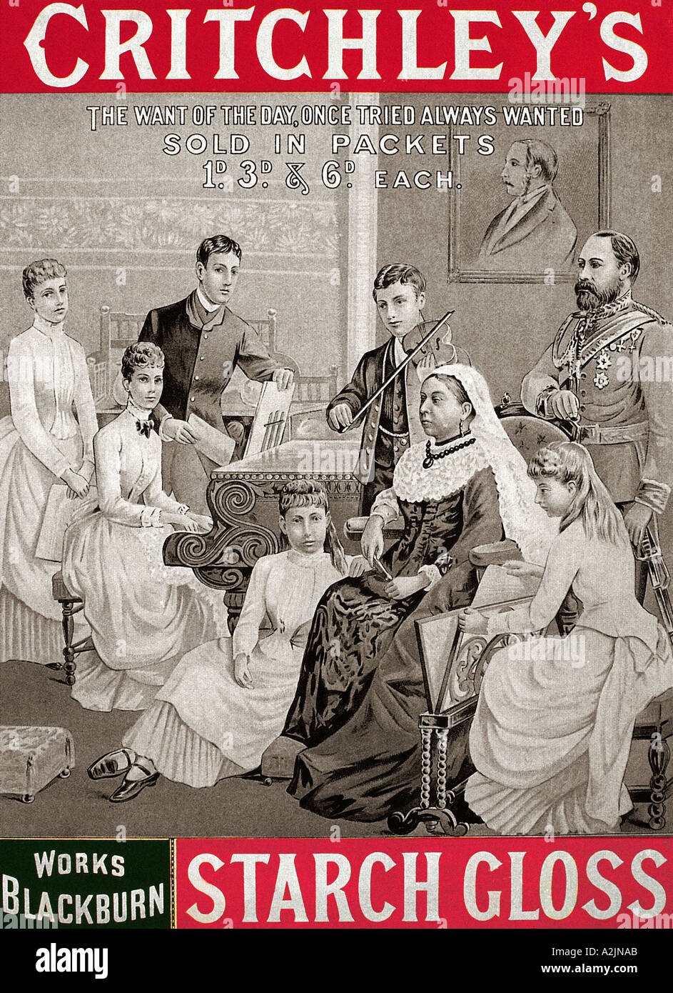 QUEEN VICTORIA and members of her family used in an advert for starch gloss Stock Photo
