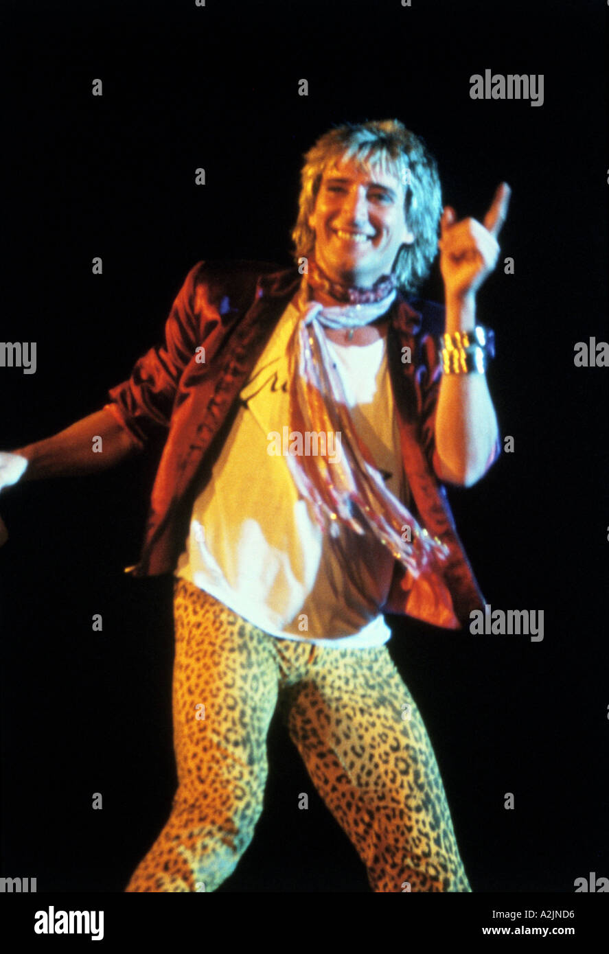 ROD STEWART on stage in 1982 Stock Photo
