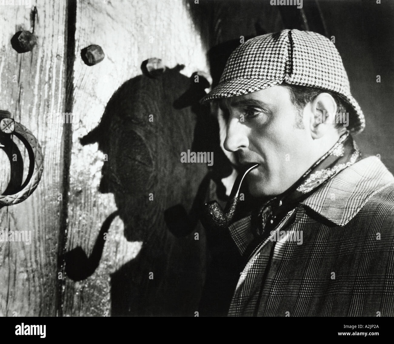 SHERLOCK HOLMES Basil Rathbone South African born actor 1892 1967 seen here in his classic film role as Sherlock Holmes Stock Photo