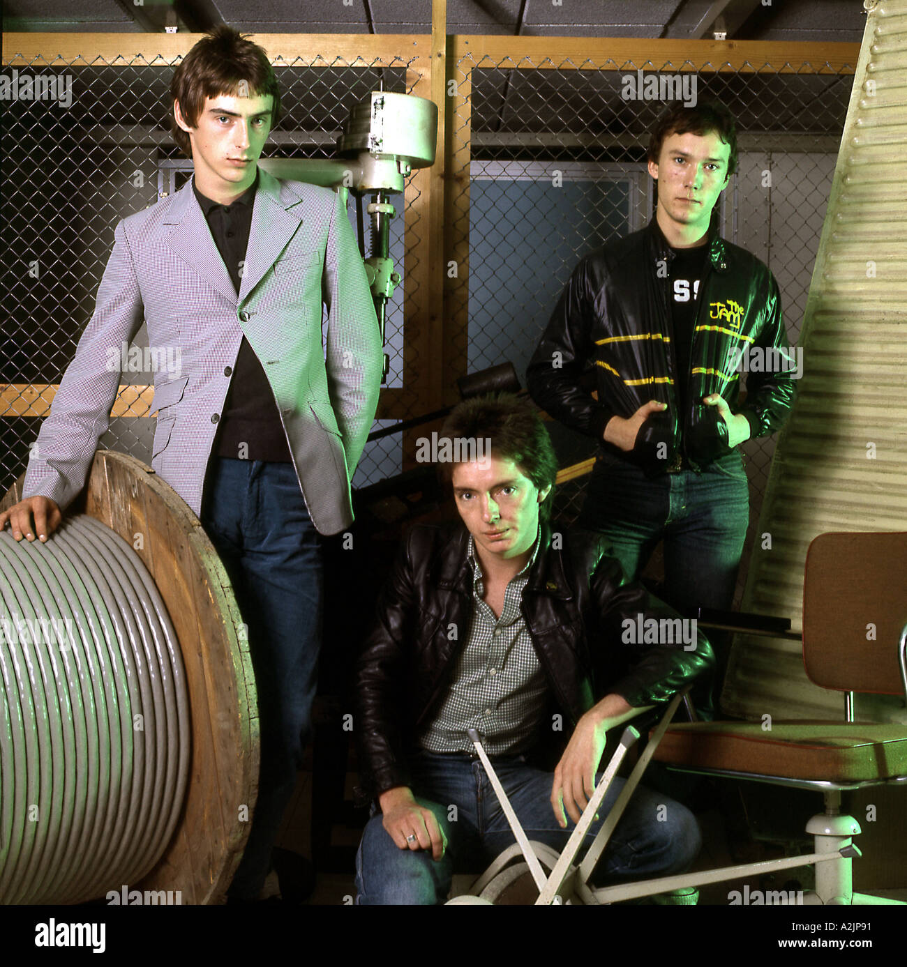 THE JAM UK band with l to r Paul Weller Bruce Foxton and Rick Buckler