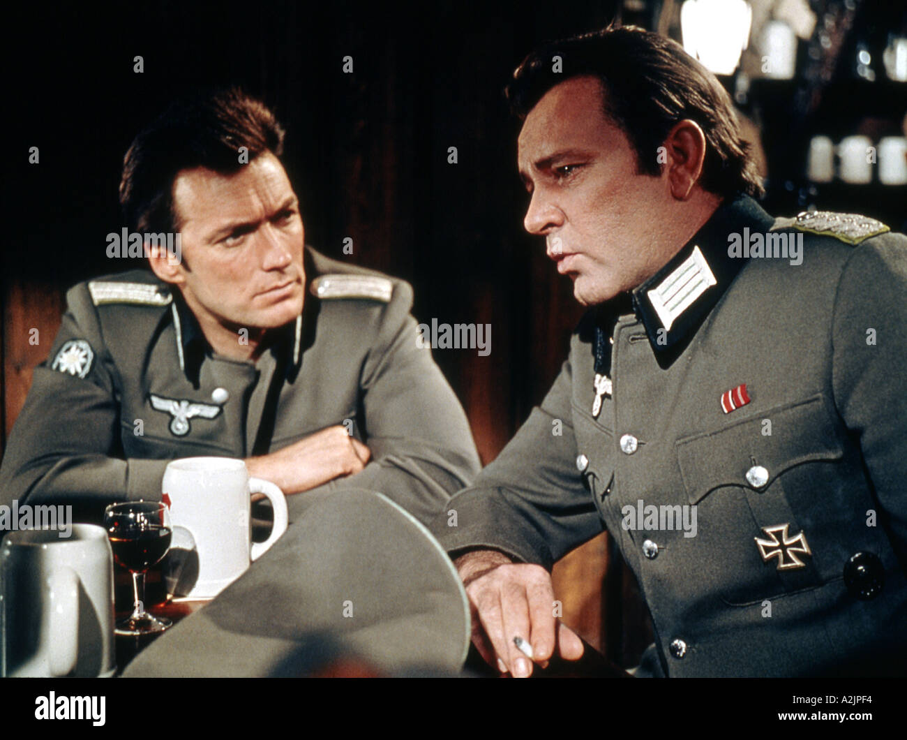 WHERE EAGLES DARE 1969 adventure film with Clint Eastwood left and Richard Burton Stock Photo